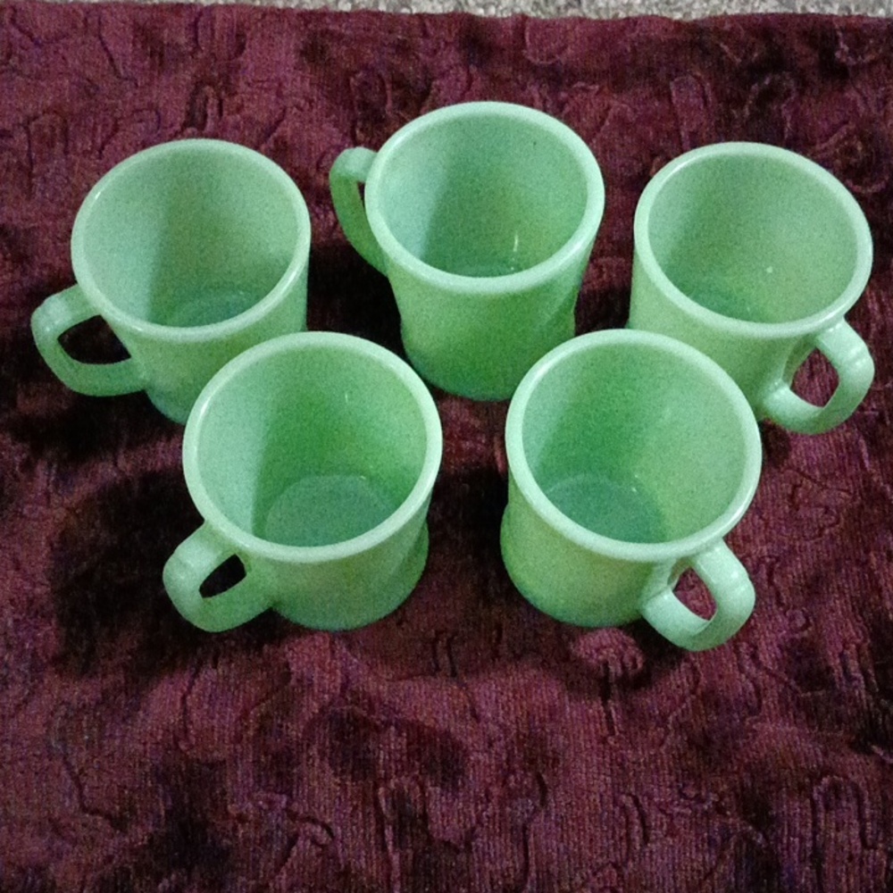 Set of 5 Jadeite FireKing Mugs